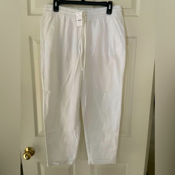 NWT J. Crew Factory White Linen Blend Drawstring Pants Sz 8 - Picture 4 of 16